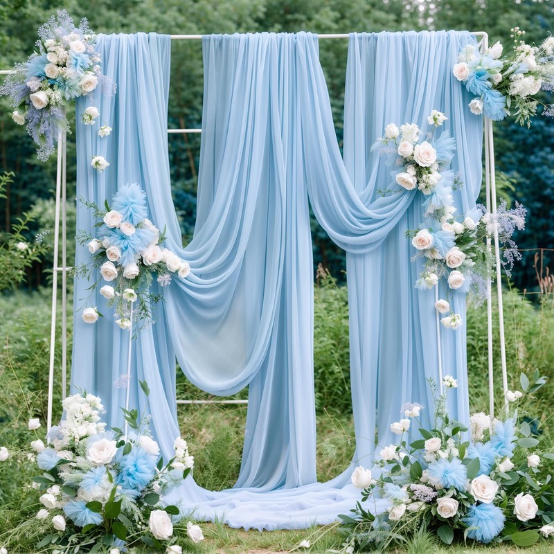 PARTISKY Wedding Arch Draping Fabric, 1 Panel 18FT Baby Blue