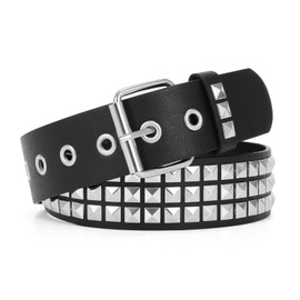 WERFORU Black Studded Punk Rock Rivet Belt for Women & Men - Gothic Belt for Jeans