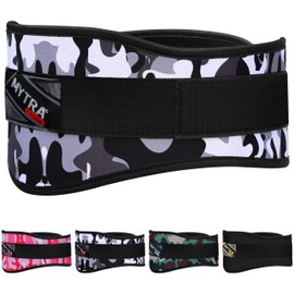 Mytra Fusion Wight Lifting Neoprene Curved Belt with 6’’ Width Great for Fitness, Gym, Training, Deadlifts, Powerlifting & Bodybuilding (Camo Grey, M)