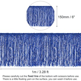 uxcell 1 Yard of 15cm/6" Sequin Fringe Trim Sparkling DIY Fringe Tassel Trim Ribbon for Costume Clothes DIY Sewing Crafts Decoration, (3.28 ft/1m) Blue