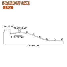 uxcell 2Pcs 10.83" Wall Mount Waved Waterfall Hanger Rack 7 Beads, Metal Garment Hook Clothes Display Hooks Wall Hangers Organizer for Homes, Supermarket, Clothing Stores (Silver)