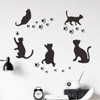 Fujitoya Wall Sticker Cat Black Cat Paw Print Living Room