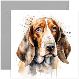 Old English Co. Watercolour Dog Card - Basset Hound Dog Card for Pet Owner Birthday - Just Because Card for Him or Her - Thinking of You Fur Baby Card for Men and Women | Blank Inside