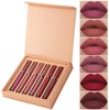 6PCS Lápiz labial mate, lápiz labial antiadherente, lápiz labial hidratante