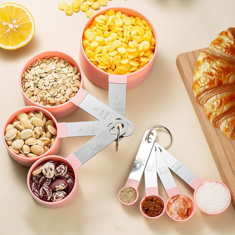 Measuring Cup and Spoons Set,8 PCS Stackable Cups and Spoons,