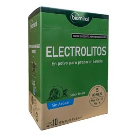 Electrolitos En Polvo Biomiral Limón Sin Azúcar 10 Sobres                                                                                             