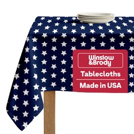 Winslow & Brody Old Glory Stars 4th of July Tablecloth | Made in America | Independence Day Summer Home Kitchen Patriotic Table Decorations - 60 Inch Round Tablecloth