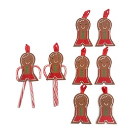 BASHOUT Christmas Gingerbread Candy Cane Ornament | 8 Pcs Gingerbread Candy Cane Holders | Gingerbread Christmas Decorations | Gingerbread Man Candy Cane Ornament Christmas Tree | Xmas Party Favors