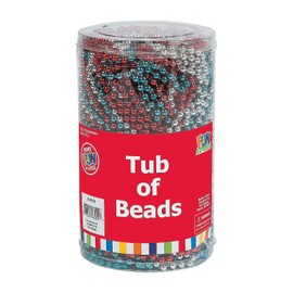 RED/SILVER/BLUE TUB OF BEADS (72PCS) - Jewelry - 72 Pieces