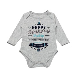 G-Amber Baby Boys Girls Romper Bodysuit Infant Funny Letter long Sleeves Jumpsuit Outfit 9-12Months Happly Birthday Daddy