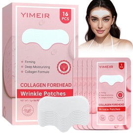 YIMEIR 16Pcs Forehead Wrinkle Patches, Hydrolyzed Collagen Overnight Facial Wrinkle Patches Skin Care Facial Tape to Reduce Forehead Fine Lines & Frown Lines
