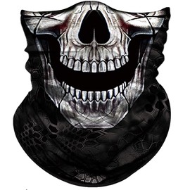 Obacle Skull Face Mask Half for Dust Wind UV Sun Protection Seamless 3D Tube Mask Bandana for Men Women Durable Thin Breathable Skeleton Mask Motorcycle Riding Biker (Black Eye Smile Skull)