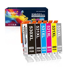 Nestink PGI530/531 XXL Printer Cartridges (PGBK Black Cyan Magenta Yellow Grey) Compatible PGI-530 CLI-531 Canon 530 531 Printer Cartridges Compatible with Canon PIXMA TS8750 TS8751 Printer (Pack of