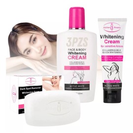 Universo en Linea Kit Jabón Crema Cara Axila Aclarante Aichun Colágeno 3pz
