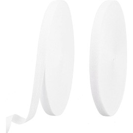 HB Twill Tape Ribbon 100% Cotton Fabric 55 Yard Roll Herringbone Webbing Tape DIY, Craft, Sewing, Gift Wrapping (White, 1/2 inch - 55 Yard) (White, 12 mm)