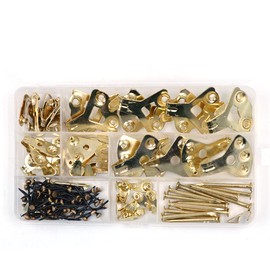 CENPEK 120pcs Picture Hangers, Versatile Metal Picture Hooks Heavy Duty Picture Frame Hanging Kit with Nails for Wall Mounting Hardware Golden