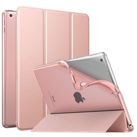 MoKo MoKo Case for iPad 9th Generation 2021/ iPad 8th Generation 2020/ iPad 7th Generation 2019, Soft Translucent TPU Frosted Back Cover Slim iPad 10.2 inch Case with Stand, Auto Wake/Sleep, Rose Gold