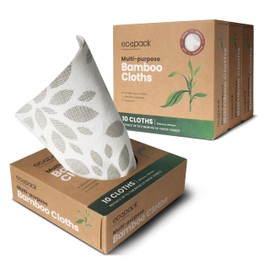 Ecopack Reusable Bamboo Kitchen Clothes/Wipes in Dispenser Box (40 pcs)|Certified Biodegradable, Washable & Absorbent Alter Native for Paper Towels/Dish Cloth