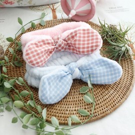 Cutie Pastel Gingham Check Ribbon Headband (6 colors) 6 Grey 2ea