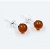 Baltic Amber Sterling Silver Small Stud Ball Earrings