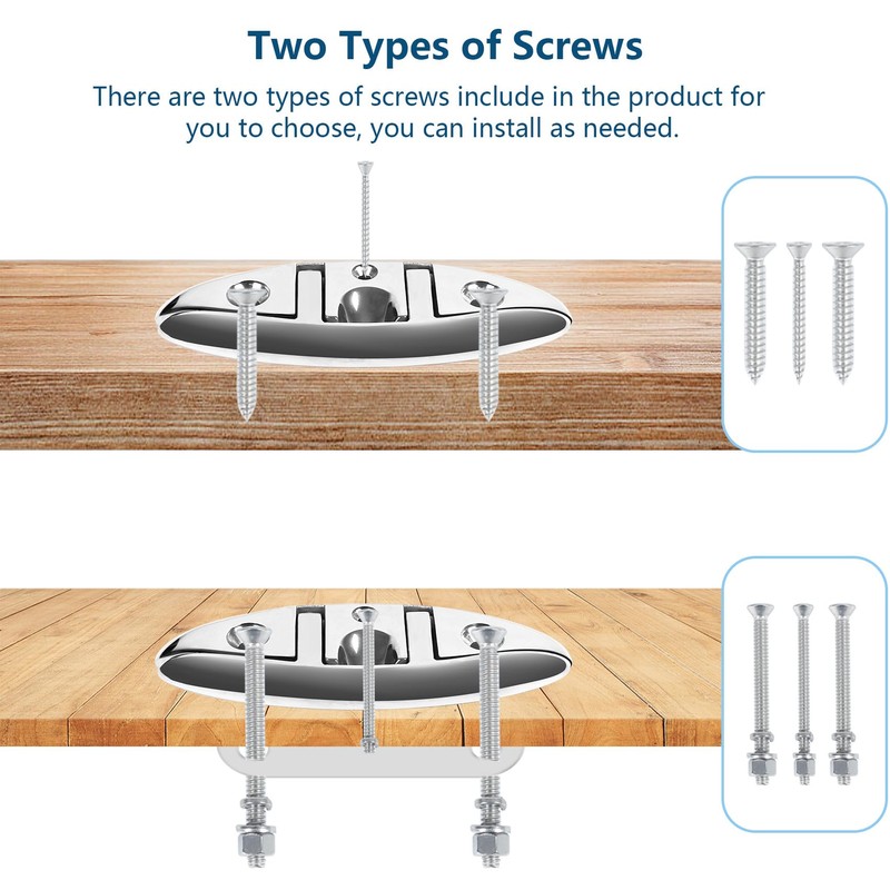 Boat Cleat Folding 4-1/2", Dock Cleat Flip Up 2 Holes