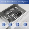 OUTXE Silicone Silverware Drawer Organizer, Non-Slip Utensil Organizer for Kitchen