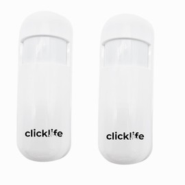 Clicklife Sensor Movimiento Inalámbrico Alarma Frecuencia 433 MHz 2 Piezas | Detección Amplia 110° | Tecnología Infrarroja Día y Noche | Bajo Consumo Energético | Fácil Instalación y Compatible
