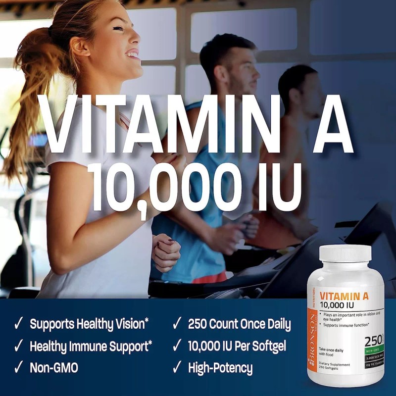 Bronson Vitamina A 10,000iu Con 250 Caps. Salud Ocular Ojos