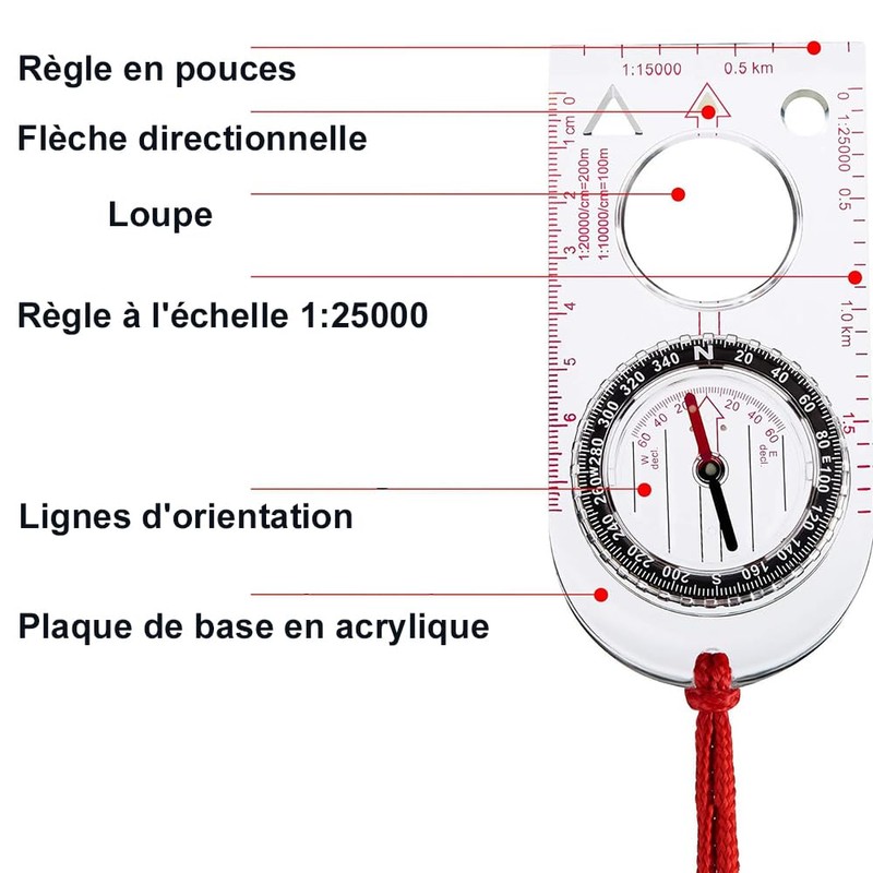 Voarge Navigation Compass Hiking Compass Adjustable Shipping Card Reading Navigation