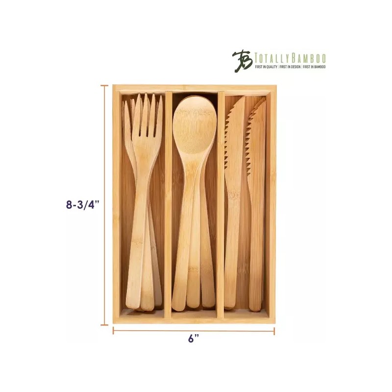 Totally Bamboo 완전히 대나무 12피스 재사용 가능한 식기 세트 휴대용