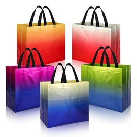 PHOGARY Pack of 10 Large Gift Bags with Handle, Reusable Bags with Colour Gradient for Birthday Bags, Wedding, Party Bags Farewell, Non-Woven Fabric Gift Bag Gift Wrapping