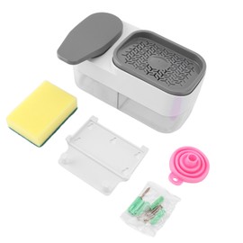 2 in 1 Kitchen Sink Dish Soap Dispenser Sponge Holder with Sponge Wall Mount Freestanding Hand and Dish Soap Dispenser Press Type