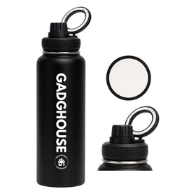 GadgHouse 40oz Stainless Steel Water Bottle with Magnetic Phone Holder, Compatible with Apple and Android. Leakproof, Insulated, BPA-Free, Keeps Hot 12H Cold 24H, for Gym, Office, Travel (ONYX BLACK)