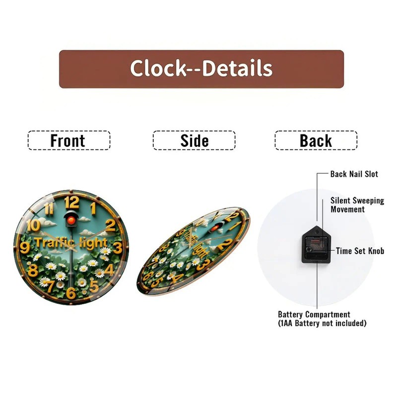 30cm Diameter Glass Wall Clock with Diamond-Cut Hands for Added