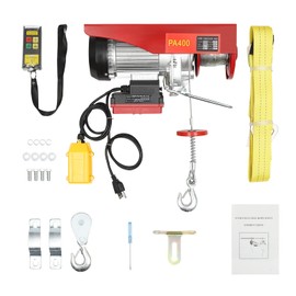 Electric Hoist, 2 in1 Electric Cable Hoist Crane Winch Garage Lift Wireless/Wired Remote Control, Steel Electric Lift with Single/Double Slings Electric Winch for Lifting in Factories (880lbs)