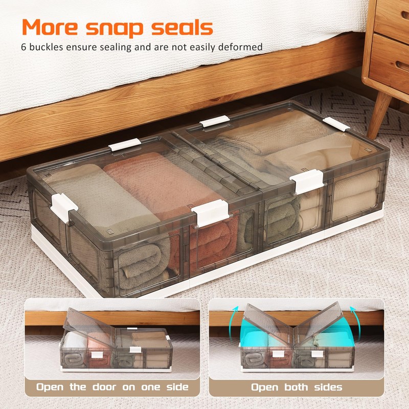 Jmudren 2-Pack Under Bed Storage Containers with Wheels - Stackable,