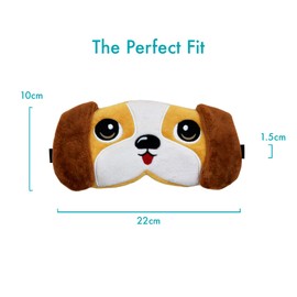 Fluffy Sleeping Mask with Animal Eyes - (Beagle Dog Design) Sleeping Mask with Adjustable Strap