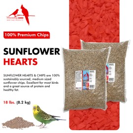 Morning Bird Sunflower Hearts & Chips 18 lbs (2-Pack, 9 lbs Each) – Premium Bird Seed with High Protein & Fat – Shelled Sunflower Seeds for Pet Birds – Medium Texture, Easy to Feed for All Species
