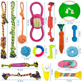 AMAYGA 17-Piece Dog Toy Set, Durable Dog Toy for Puppies/Small Dogs, Chew Toy, Non-Toxic, Odourless, Durable, for Cleaning Teeth