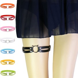 YunPeng Women Cute Leather Elasticity Leg Harness Garter Belts Adjustable Punk Thigh Garter 2pcs Yellow