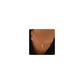 Mauzew White Gold Cross Necklace for Women Gold Cross Pendant Necklace Dainty Cute Tiny Cross Necklace Simple Trendy Jewelry