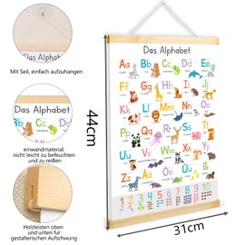 ABC Poster for Children, 31 x 44 cm, Alphabet Numbers Poster for Children, Learning Poster, Children's First Day of School Gift, Wall Decoration for Children's Room, Nursery, Preschool, Primary School