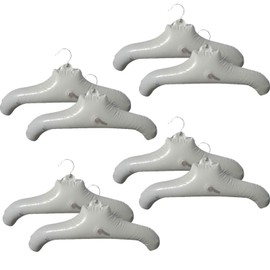 NewFerU Inflatable Hangers for Travel X 8 in White Round Shoulder for Hand Wash Laundry, Air Blow up Clothes Drying Hangars with Metal Hook, Compact, Space Saving, Foldable, Portable, Non Slip
