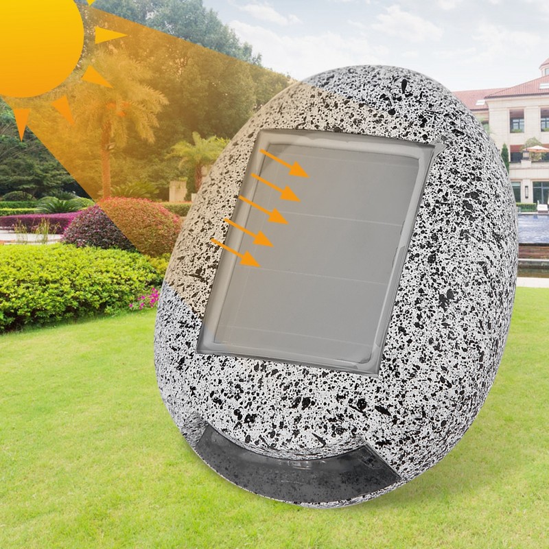 6Pcs Solar Powered LED Spot Lamp Resin Stone Lamp Warm