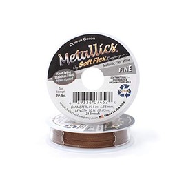 Soft Flex Non-Tarnishing Bead Stringing Jewelry Making Wire, 21 Strands of Braided Stainless Steel Beading Wire.014 Fine Diameter, 10 ft Copper Nylon Color Coating