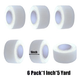 Baisunt 6 Pack 1 Inches Cohesive Bandage Self Adhesive Wrap Elastic Self Adherent Vet Wrap Breathable Self Stick Tape for Wrist, Ankle, Sports, Tatoo Wrap(5 Yards, White)