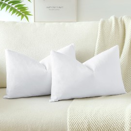 JOTOM Set of 2 Velvet Soft Solid Cushion Covers 30x50 cm Decorative Throw Pillow Covers Soft Lumbar Cushion Case Couch Home Decor Throw Pillow Cases for Sofa Bedroom 12x20 Inch (Pure White)