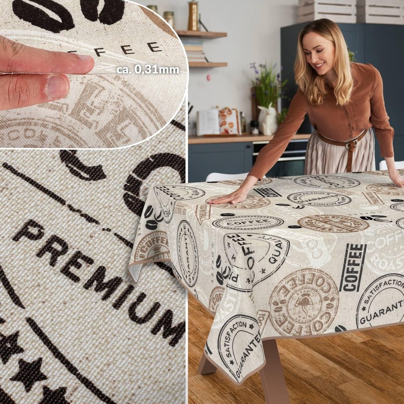 Fabric Tablecloth Washable Table Linen Tablecloth Cotton Polyester Coffee 100
