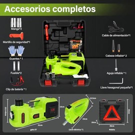 FINYQBET Gato Hidráulico Eléctrico 5 en 1-5 Toneladas, Incluye Llave de Impacto Eléctrica 480Nm e Inflador 150 PSI - para Cambio de Neumáticos y Reparaciones en Carretera (SUV, Turismos, Camionetas)
