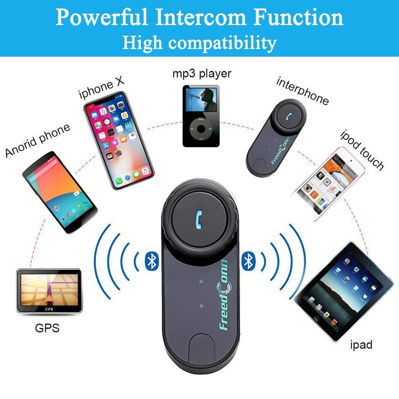 FreedConn T-COMVB Motorcycle Motorbike Helmet Bluetooth Intercom Interphone Headset, for